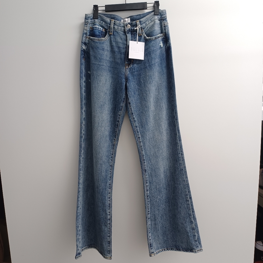 Pistola Stevie High Rise Relaxed Flare Jeans Pulse Wash Size 28 NWT - Picture 5 of 10